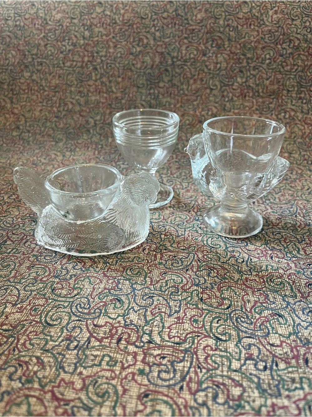 Lot of 3 Clear Glass Egg Cups